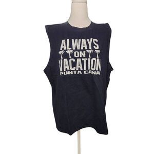 Tourist Wear Mens Size XL Navy "Always On Vacation Punta Cana" Muscle Shirt